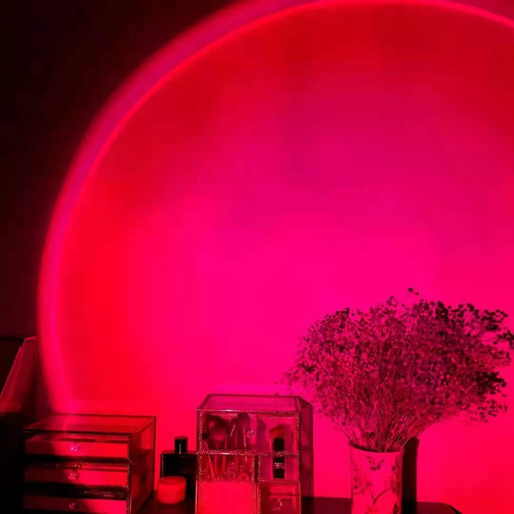 USB rechargeable rainbow sunset projection lamp with push button control