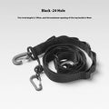 Black multifunctional hanging rope storage belt with buckle, coiled to show its 130cm length.