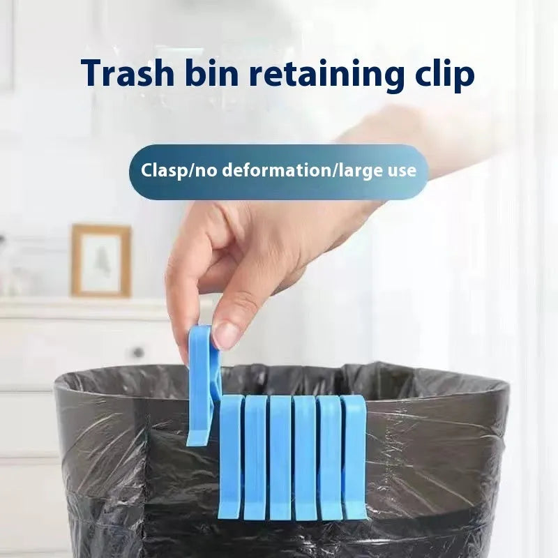A white PP plastic garbage bag fixing clip designed to secure bin liners to rubbish cans.