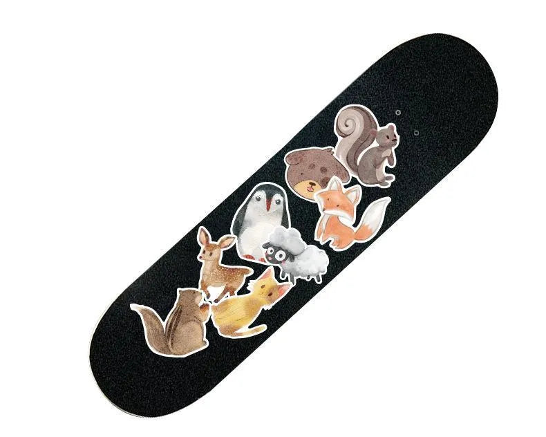 36 piece retro beach sticker collection with surfing theme, PVC material with matte finish, sizes 6-10cm