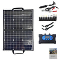 Black folding solar charger bag with 40W single crystal panels for portable outdoor power