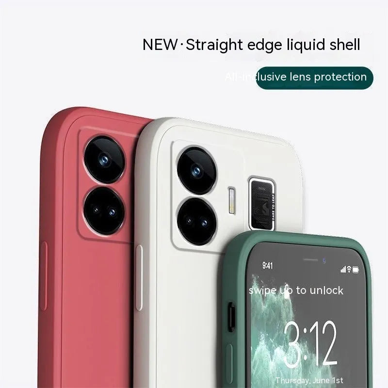 TPU liquid silicone straight edge phone case for OPPO Realme GT Neo5, frosted finish, classic black colour