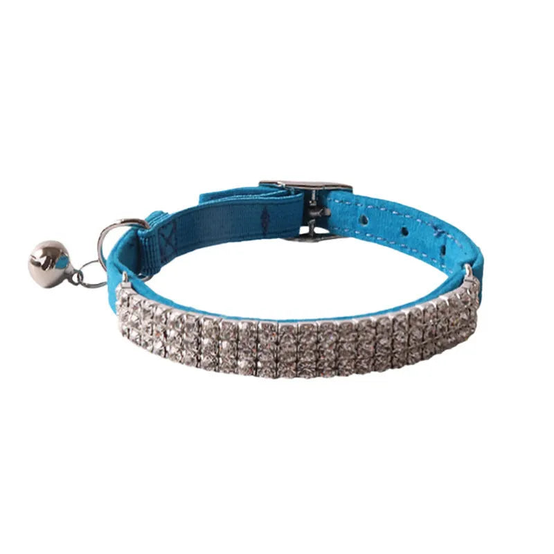 Soft flocking cat collar with elastic buckle in six colour options including pink, black, red
