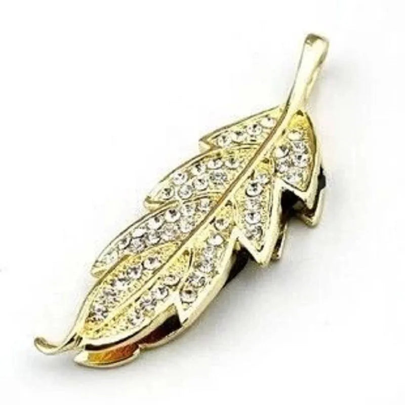 Silver metal maple leaf shaped USB flash drive with decorative crystal jewellery design