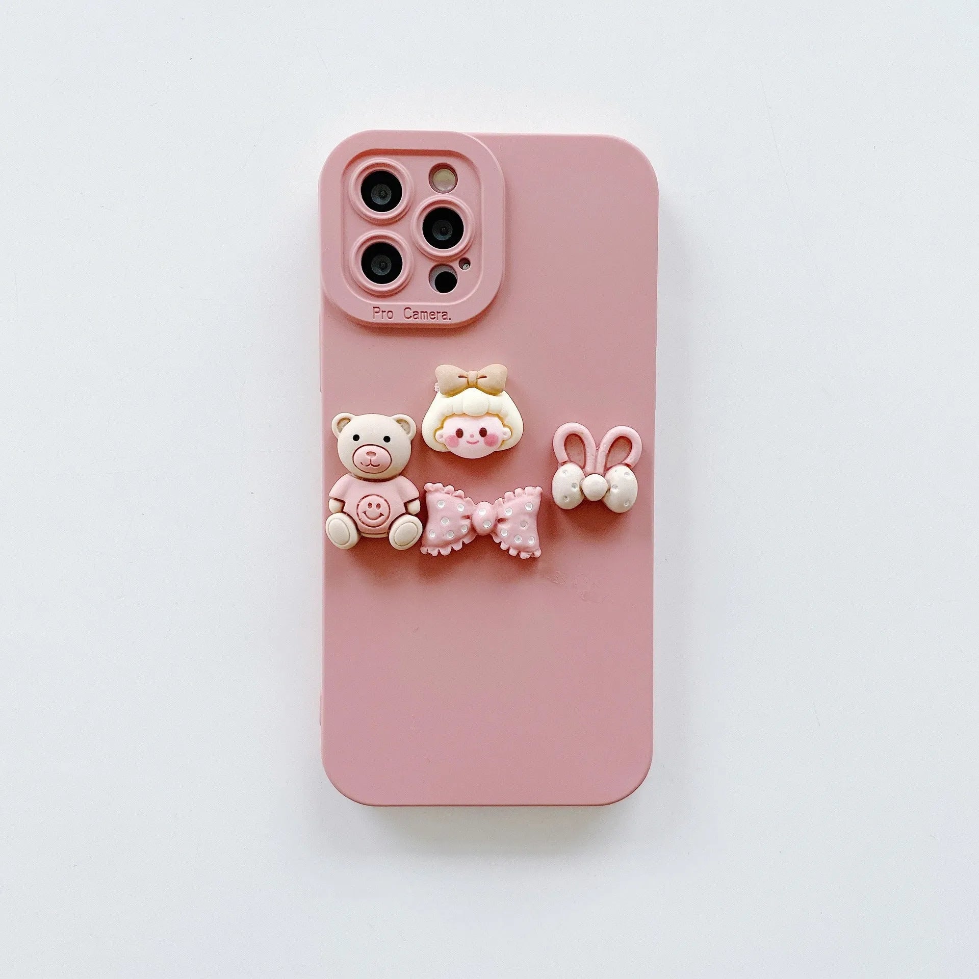 Women's fashion three-dimensional doll bear decorative phone case for iPhone with TPU construction