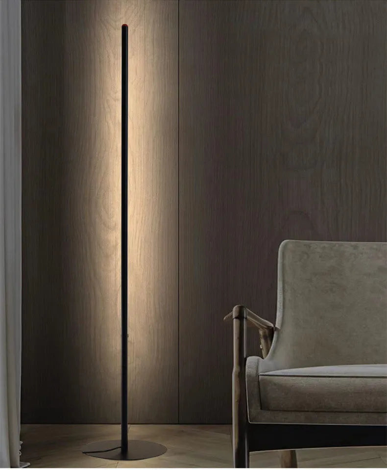 Vertical aluminium alloy floor lamp in modern simplicity style, available in 25cm, 50cm, and 100cm heights.