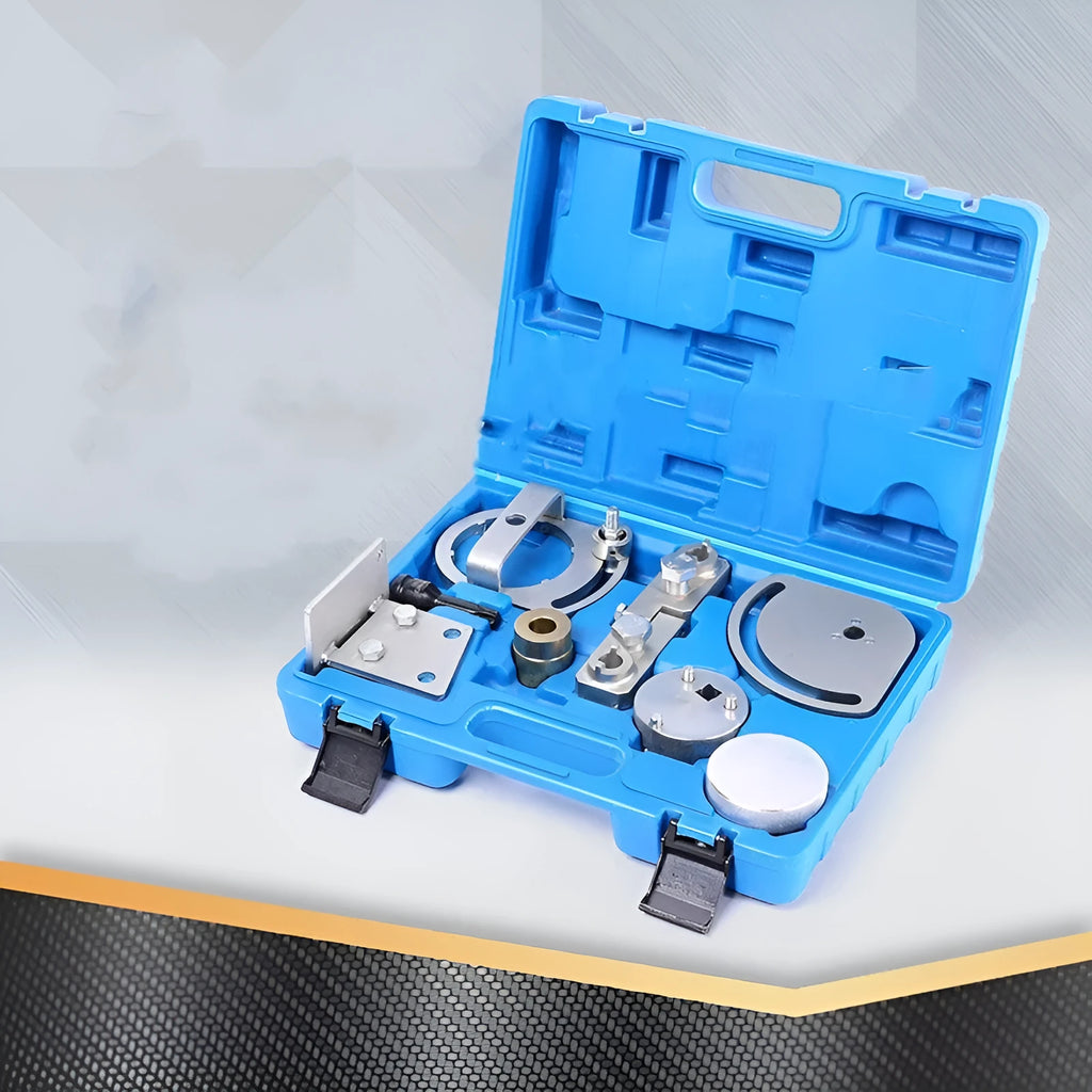 Volvo T6 3.0 3.2 engine timing special tool set with eight carbon steel pieces for auto repair.