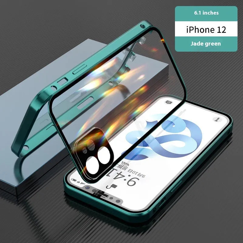 HD Magnetic King phone case with double-sided buckle in electroplated finish for iPhone