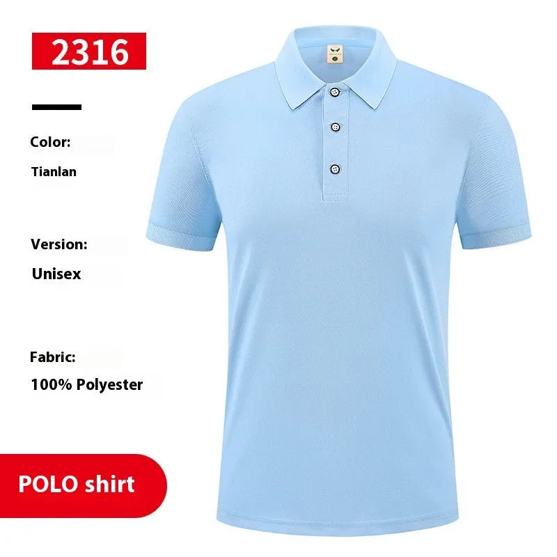 Ice silk polo shirt with advertising logo pattern, short sleeves, available in multiple colours