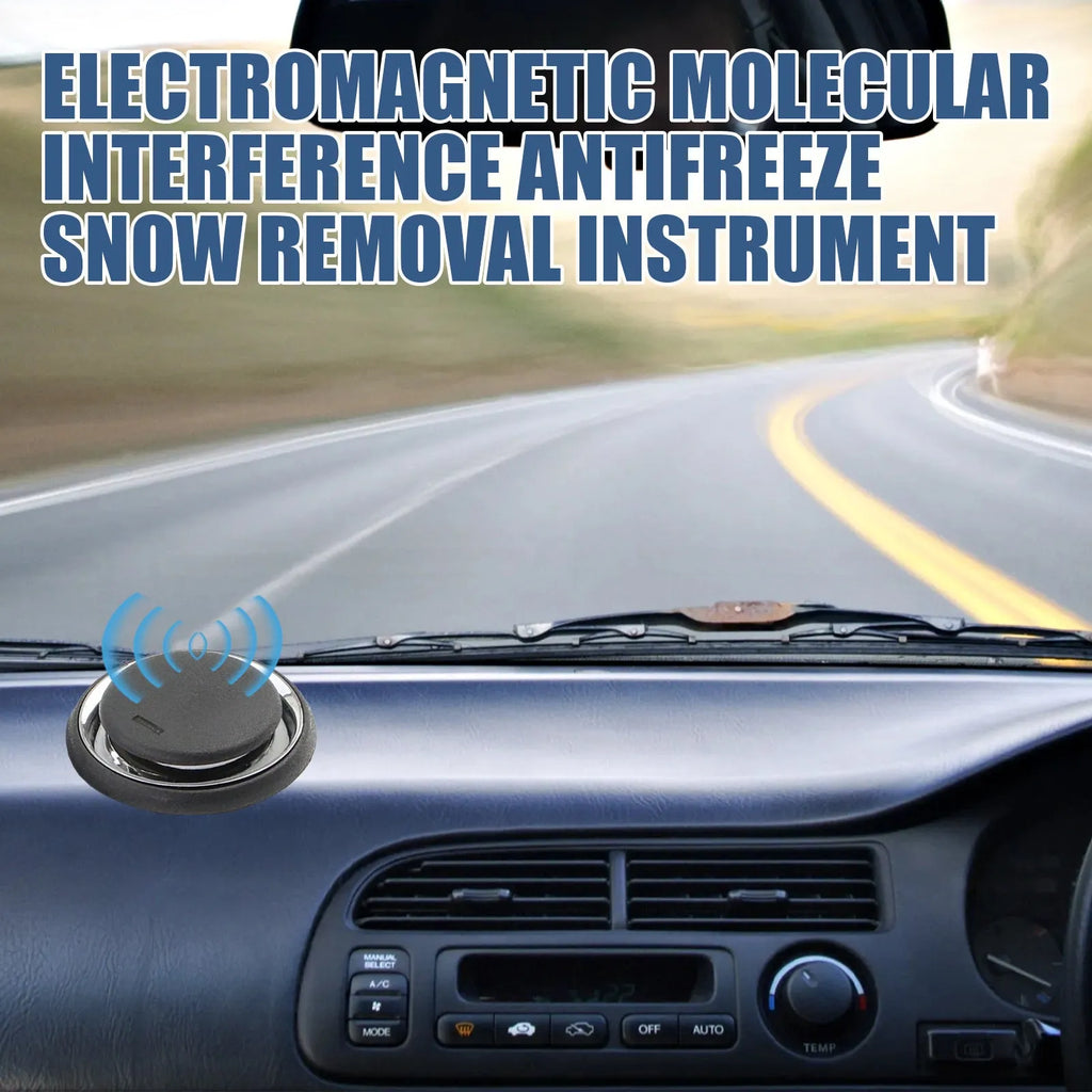 Compact black portable car deicing instrument for melting windscreen ice and snow.