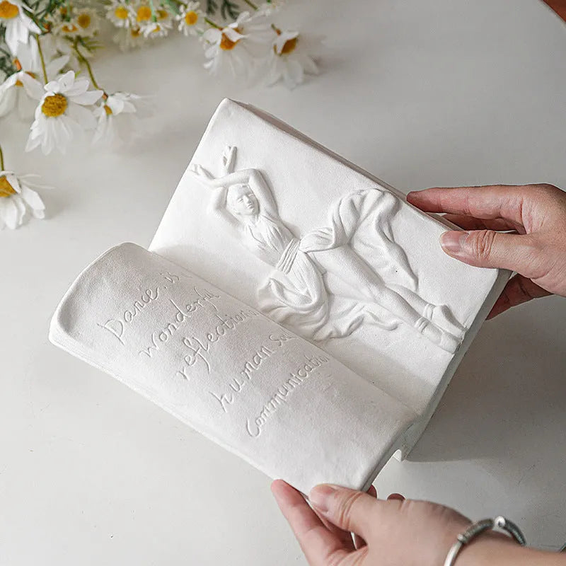 Glazed ceramic book stand in modern simplicity style, shown in one of four colour designs.