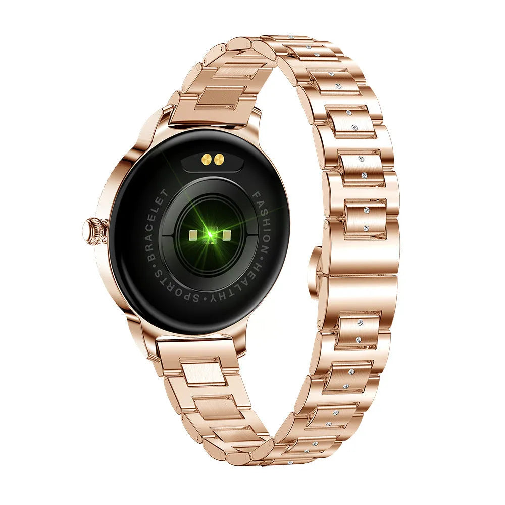 AK38 ladies smart watch with colour display and stainless steel Milanese mesh wristband