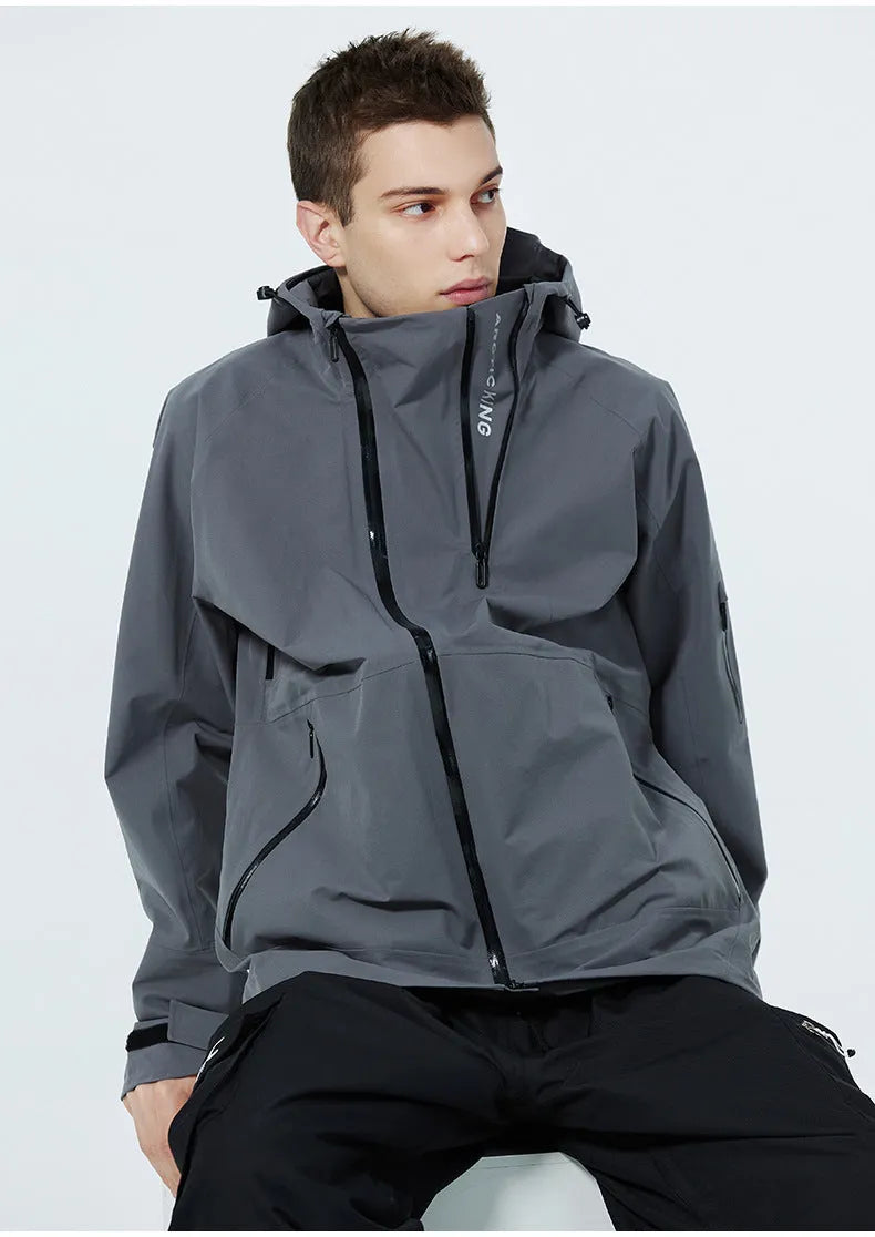 Yellow and black thin ski suit for men and women with windproof waterproof construction