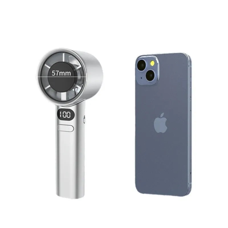 USB handheld portable fan with adjustable speed control in khaki green colour