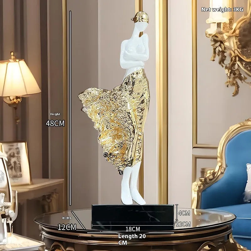 48cm tall sculptured characters ornament in rose gold or silver metallic finish