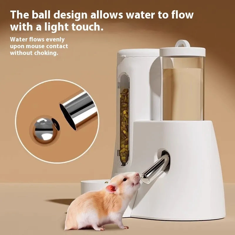 Automatic plastic drinking water feeder and food basin for hamsters in blue pink or white