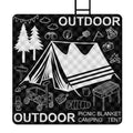 Black graffiti ultrasonic picnic mat 200x200cm waterproof pongee blanket for camping