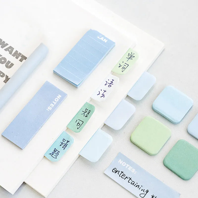 Eye Shadow Box Post It Sticker note box with 210 sheets, 7 pads, paper, 102 x 102 mm, available in blue coffee green purple