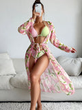 Women's printed bikini swimsuit with quick-drying polyester fabric
