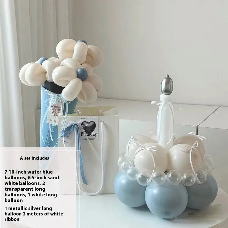 Balloon bouquet DIY kit for cake decoration with round latex balloons in complete material package