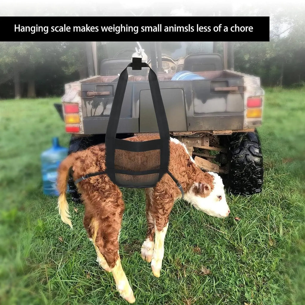 Large black nylon animal weighing sling measuring 35cm x 150cm for dogs and livestock