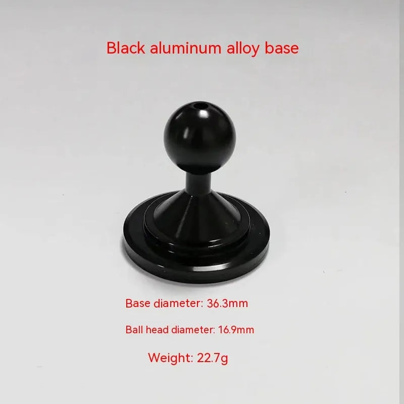 Universal aluminium alloy car dashboard mounting base plate in silver and black colour options.