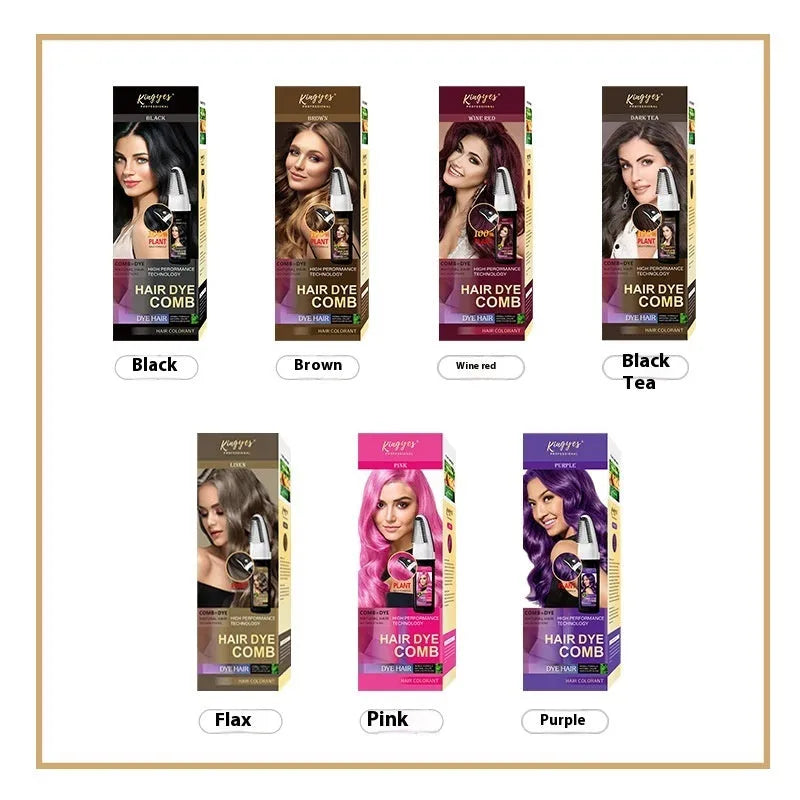 Easy Coloring Comb hair dye bottle with comb applicator in Brown, Dark Brown, and Wine Red 200ml options.