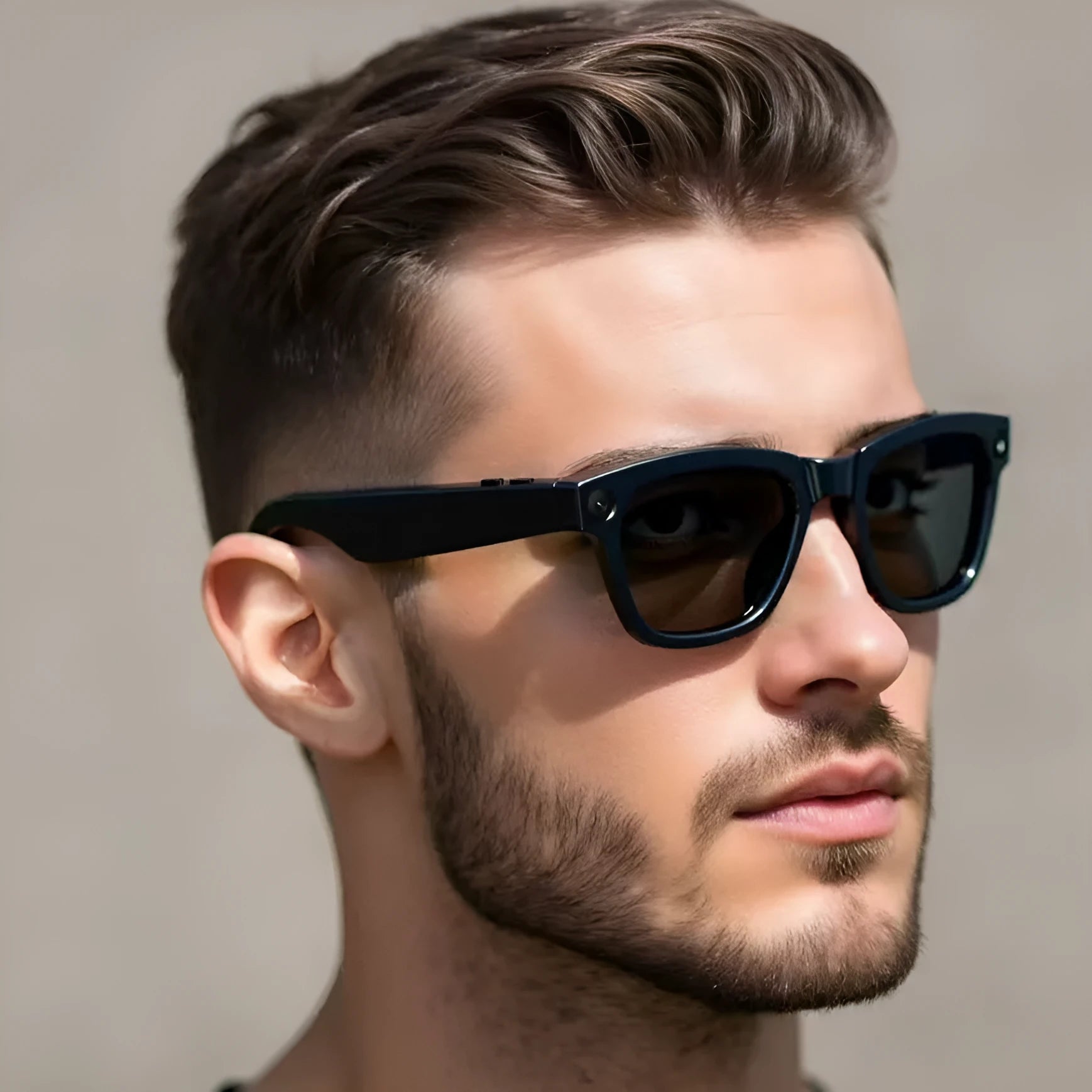 M01 AI translation glasses with HD camera in black and transparent lens options