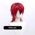 Men's short hair anime cosplay wig in high-temperature synthetic fibre on a stand