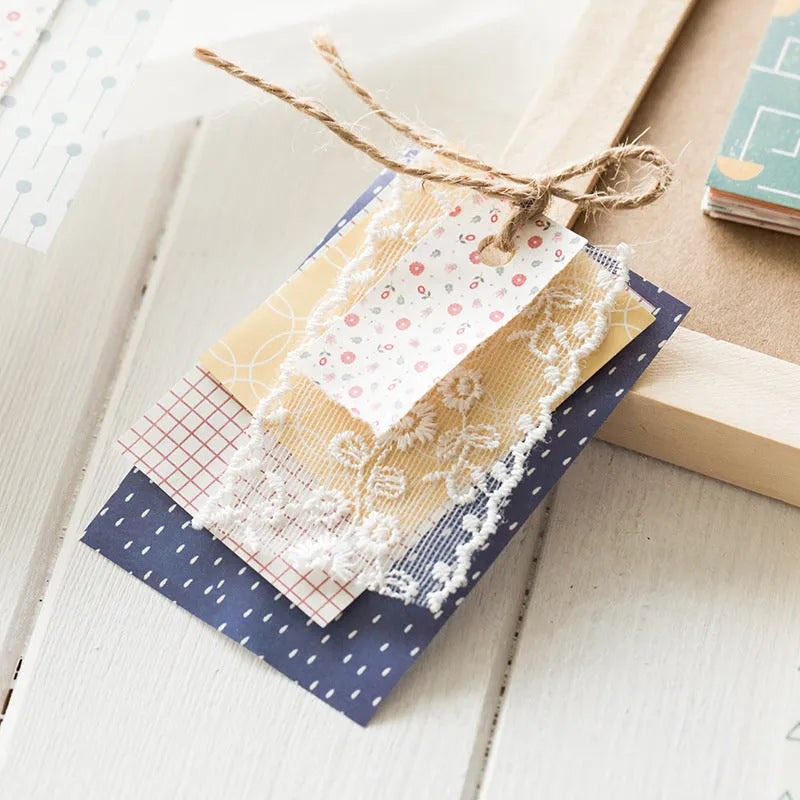 Ten colourful retro collage material note papers in dessert-inspired shades including red plum cheese and caramel puff