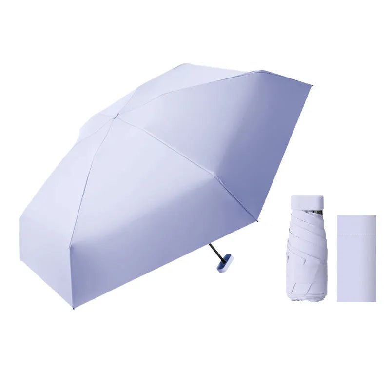 Six-fold folding sun umbrella with steel ribs in various colour options