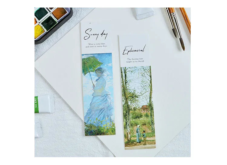 Paper bookmark set with creative art designs – 40×150mm, 350g white cardboard, pack of 30
