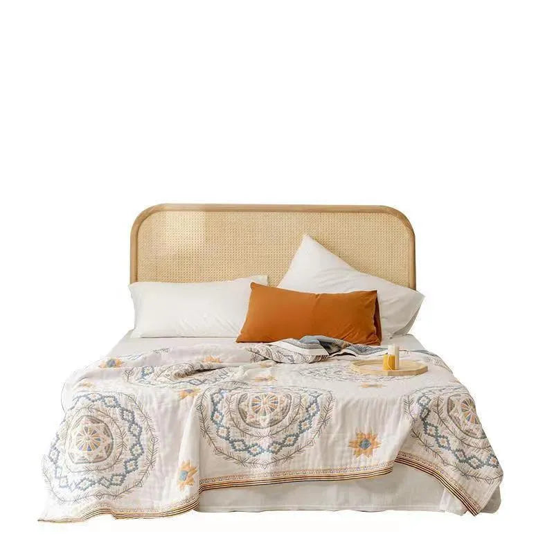 Cotton towel blanket with geometric pattern in modern simplicity style showing full design