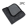 Grey 40cm by 40cm microfiber car drying towel laid flat.