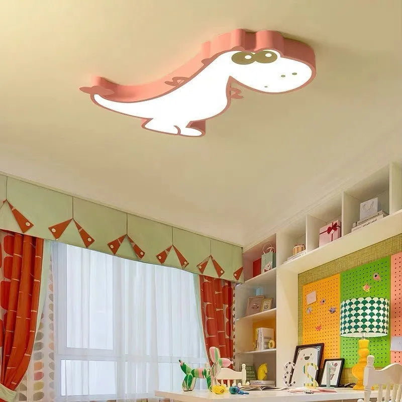 Cartoon dinosaur ceiling light with aluminium body and PVC shade, 48cm diameter