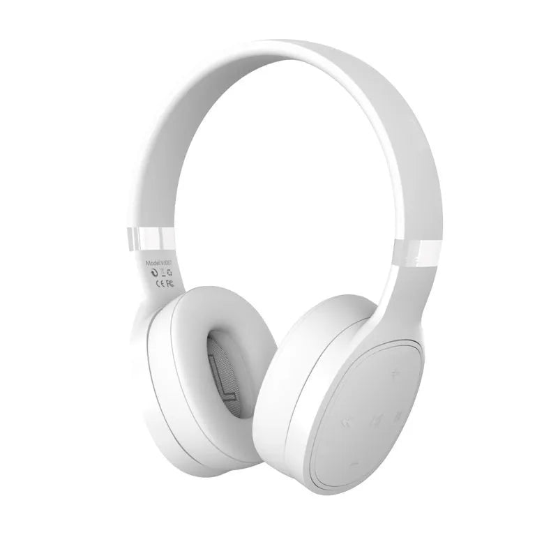 Black foldable wireless Bluetooth sports headphones with over-ear cups showing collapsible hinges.