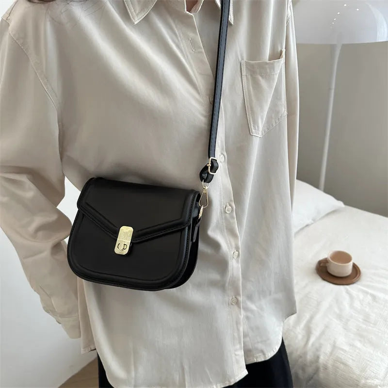 Soft PU leather messenger bag with clamshell opening in horizontal square shape