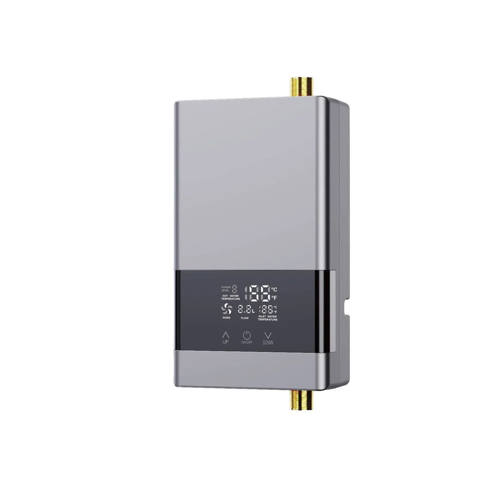 Instant water heater unit with LED touch screen display for kitchen and shower use