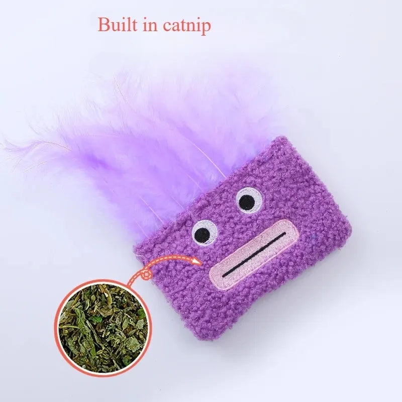 Big mouth explosion head shaped catnip plush toy in assorted colours