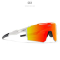 Polarised cycling sunglasses with a frameless, ultralight TR90 frame in a sports design