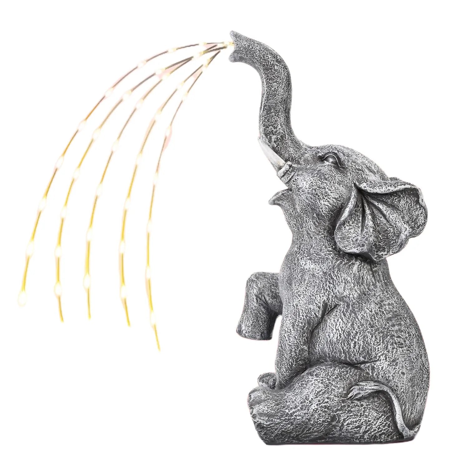 Elephant outdoor garden sculpture with LED lighting in resin construction