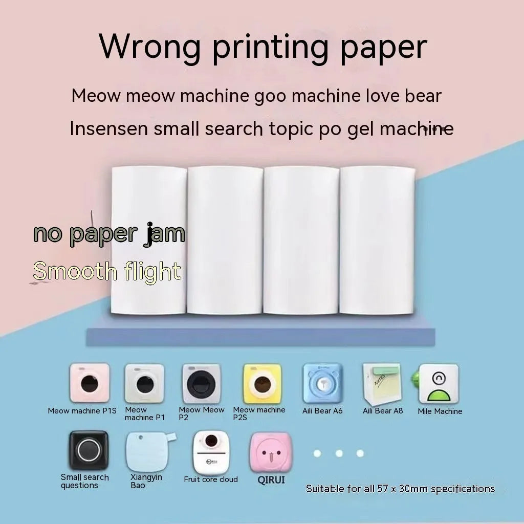 57x30mm thermal printing paper rolls in pink, yellow and blue for wrong question printers