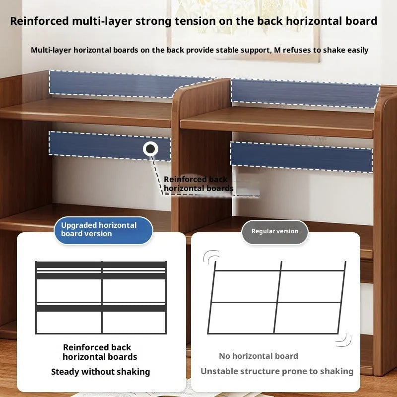 Desktop bookshelf desk storage rack three layers 50cm wide density board dark walnut colour finish