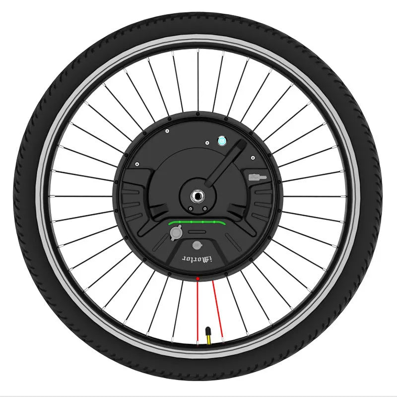 Black alloy hub motor wheel for mountain bike electric conversion with intelligent micro-power system