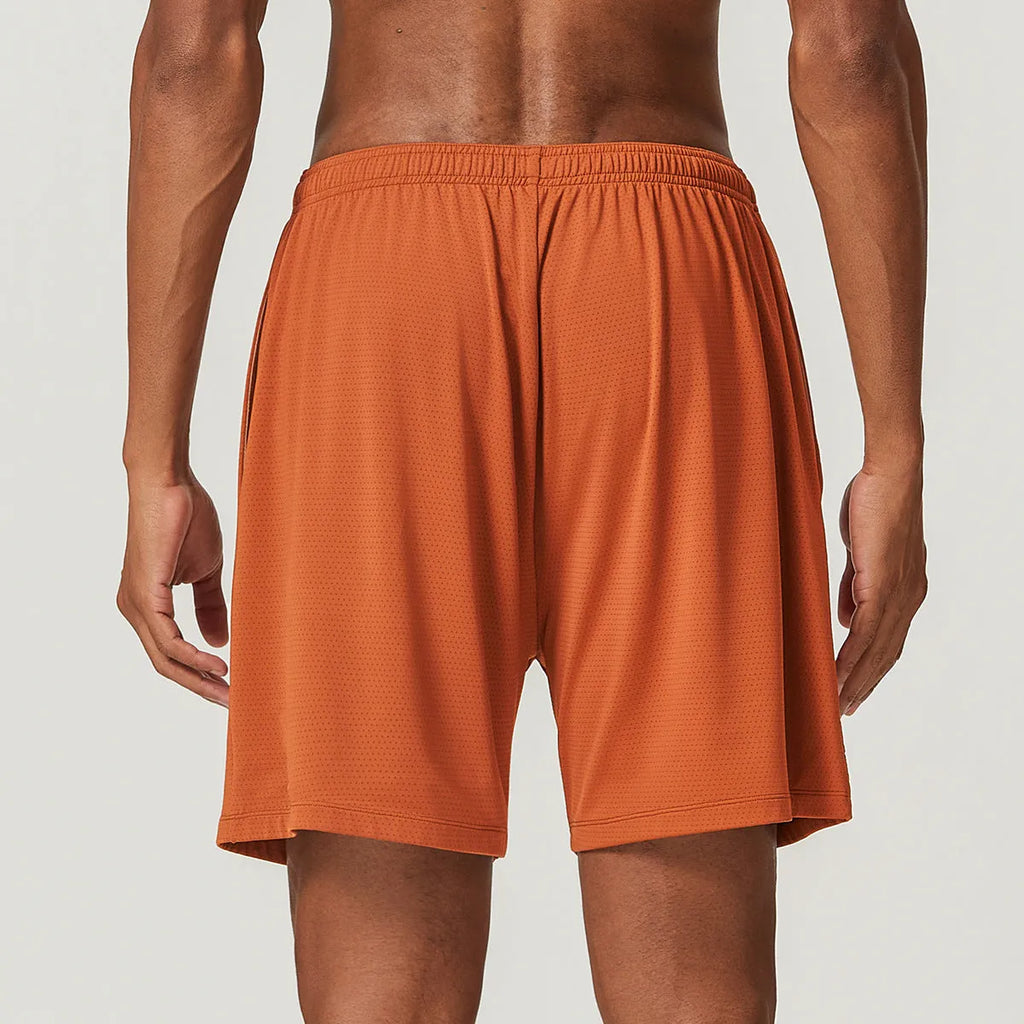 Men's quick-drying double-layer running shorts in sky green colour with moisture-wicking fabric
