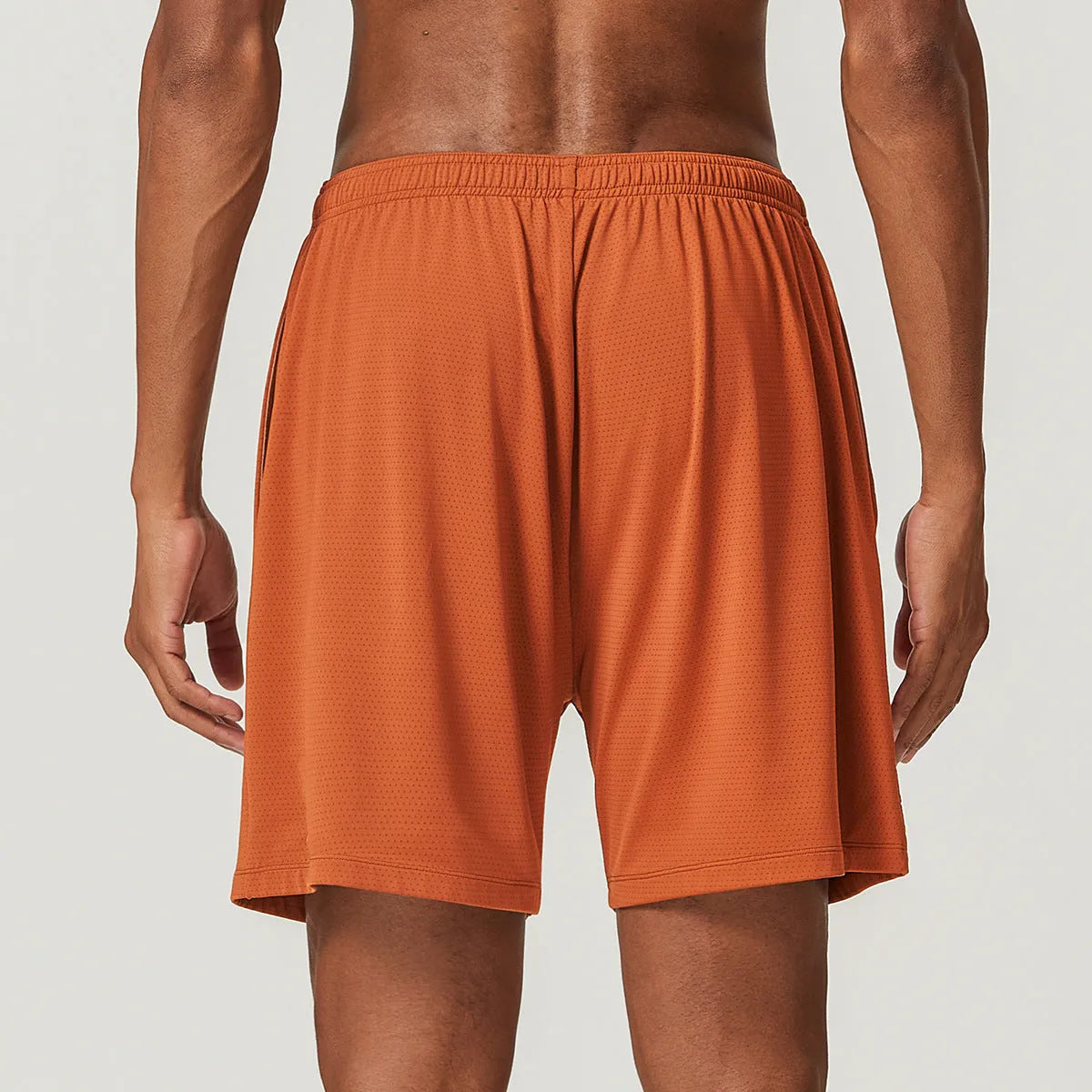 Men's quick-drying double-layer running shorts in sky green colour with moisture-wicking fabric