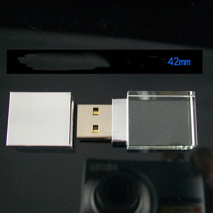 DIY luminous crystal car-shaped USB 2.0 flash drive with metal shell in multiple capacities
