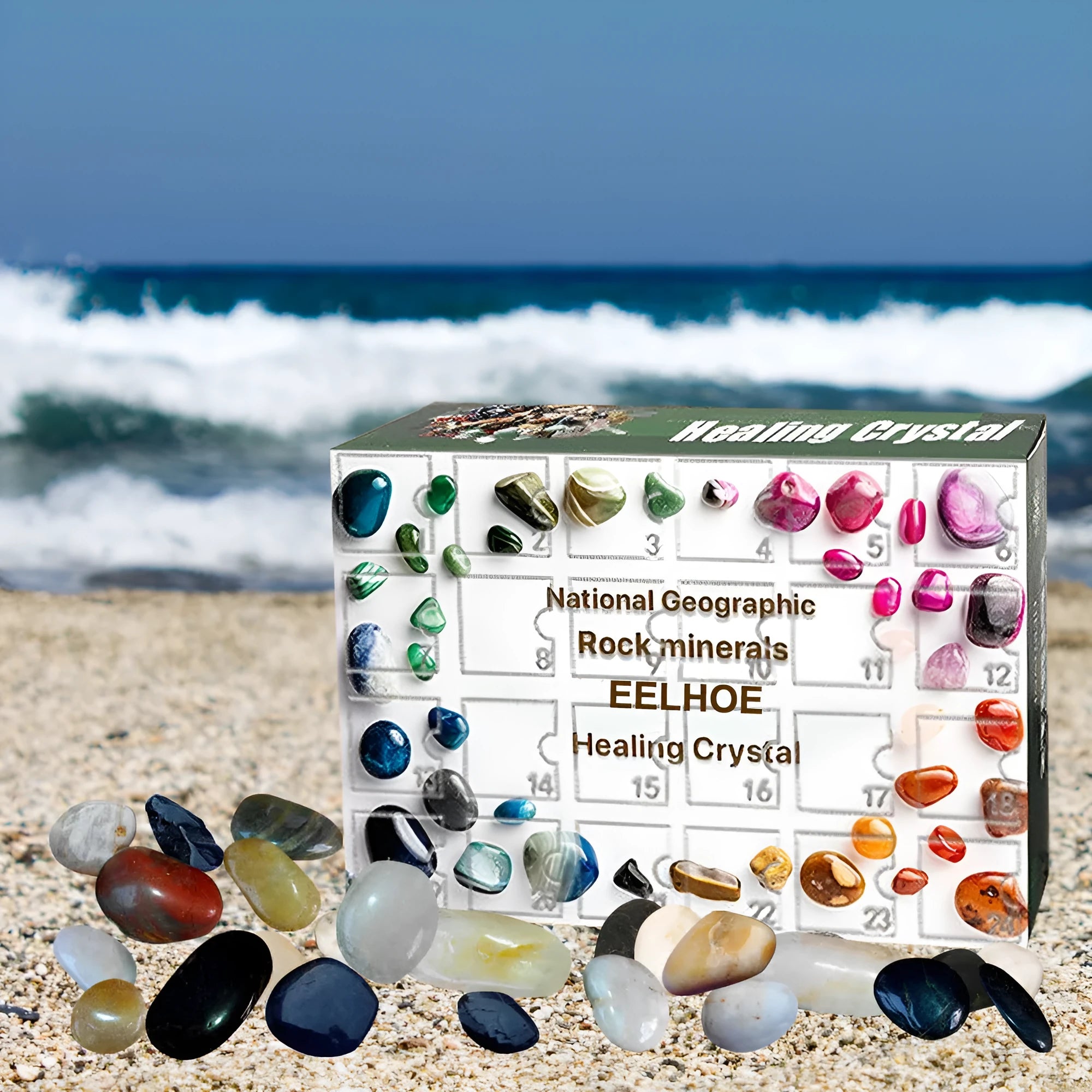 24 grid ore green gift box with compartments for crystals or favours