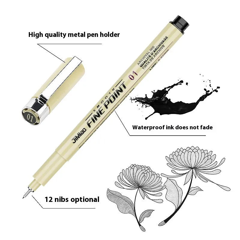 Waterproof syringe-style drawing pen with cartoon art design for sketching and writing