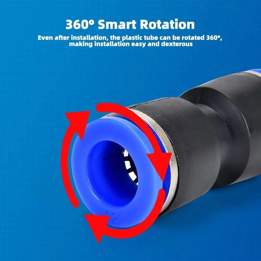 60-piece pneumatic push connector kit showing R1/4 and R1/2 thread fittings